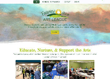 Image of Fairview Area Art League's Home Page from Nanette Creative Portfolio.