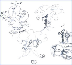 Image showing sketches of logo development for 720 Glassworks - Nanette Creative Case Study